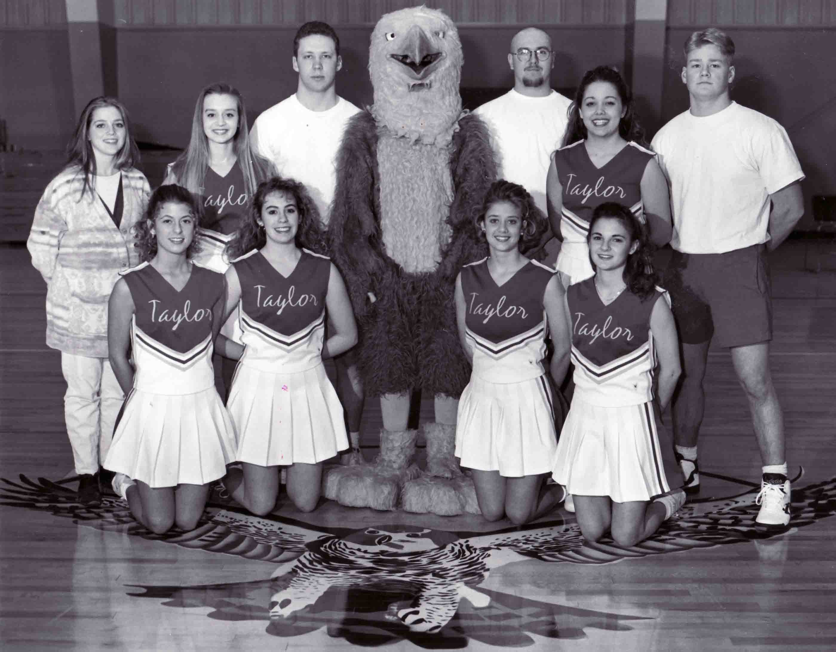 1995-96 Cheerleaders w coach and mascot